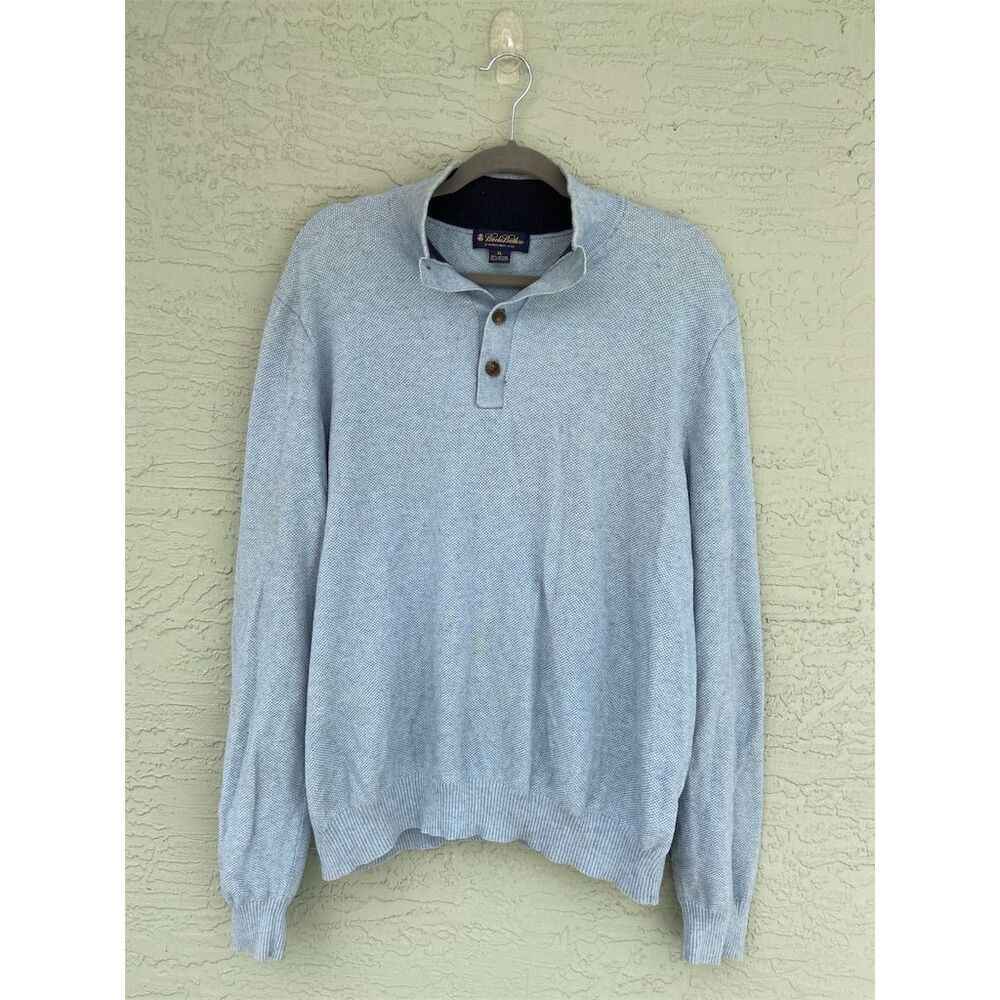 Brooks Brothers Men's XL Blue Mock Neck Pullover Sweater Long Sleeve Standard